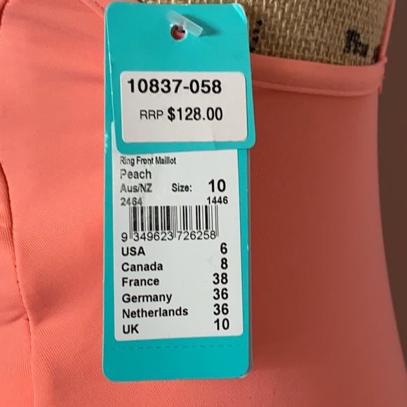 Seafolly Ring Front Maillot One Piece in Peach 6 - Picture 6 of 10